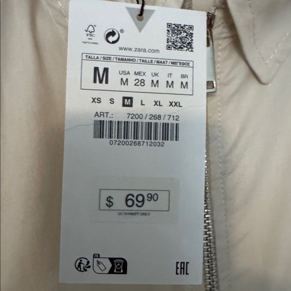 Zara NWT Cotton Wide Leg Cargo Jumpsuit - Picture 6 of 6